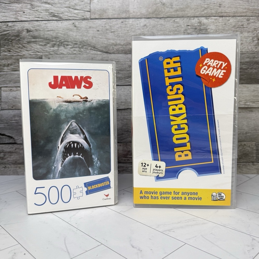 Blockbuster Party Game Trivia Board Game by Big Potato Games & Jaws Movie Puzzle